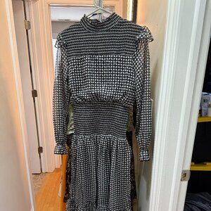 AREA STARS Smocked Long Sleeve Chiffon Dress STILL IN PLASTIC PACKAGING!